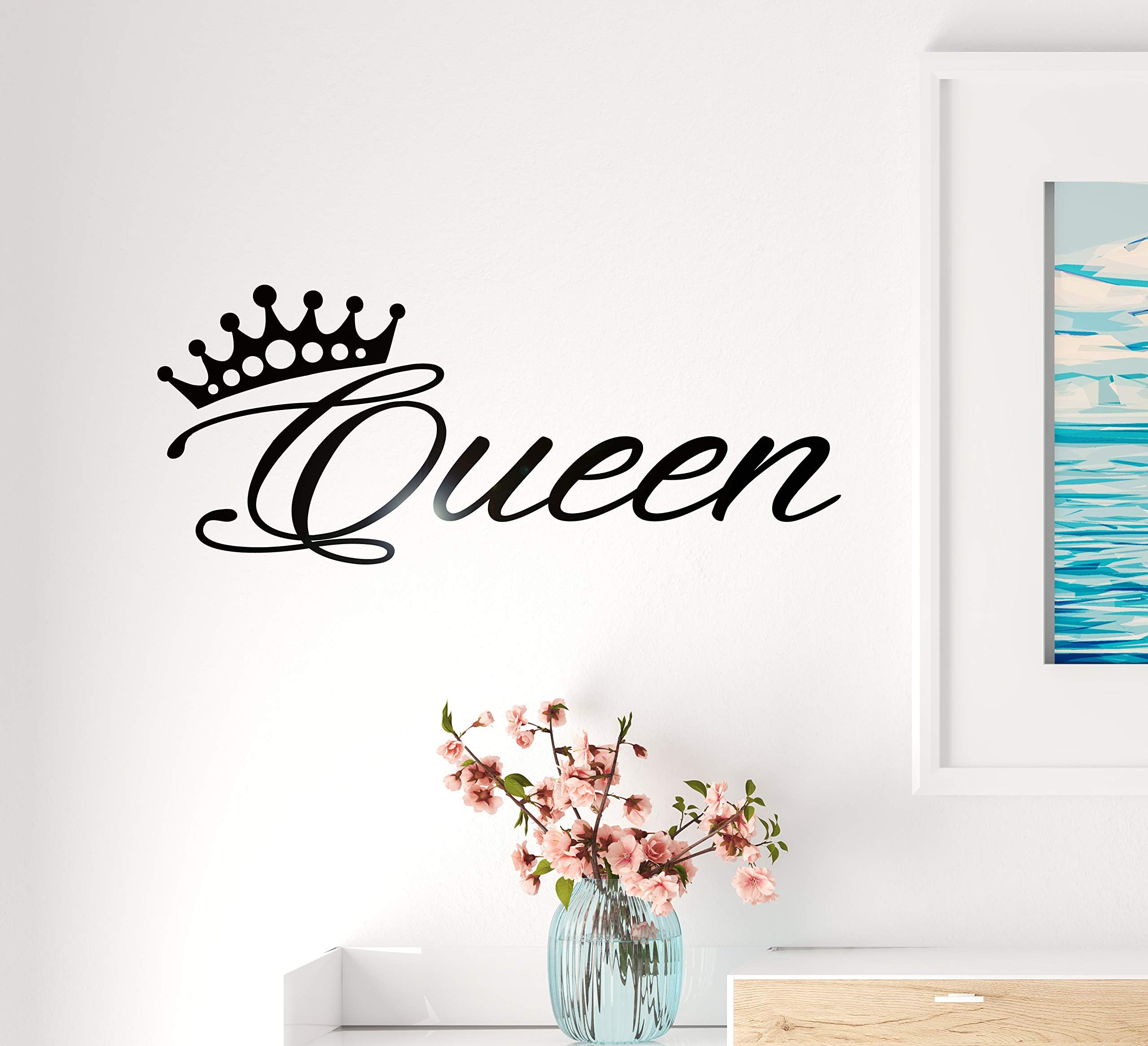 Vinyl Wall Decal Stickers Bedroom Decor Words Queen Inspiring Letters Crown 2033ig (22.5 in x 9 in)