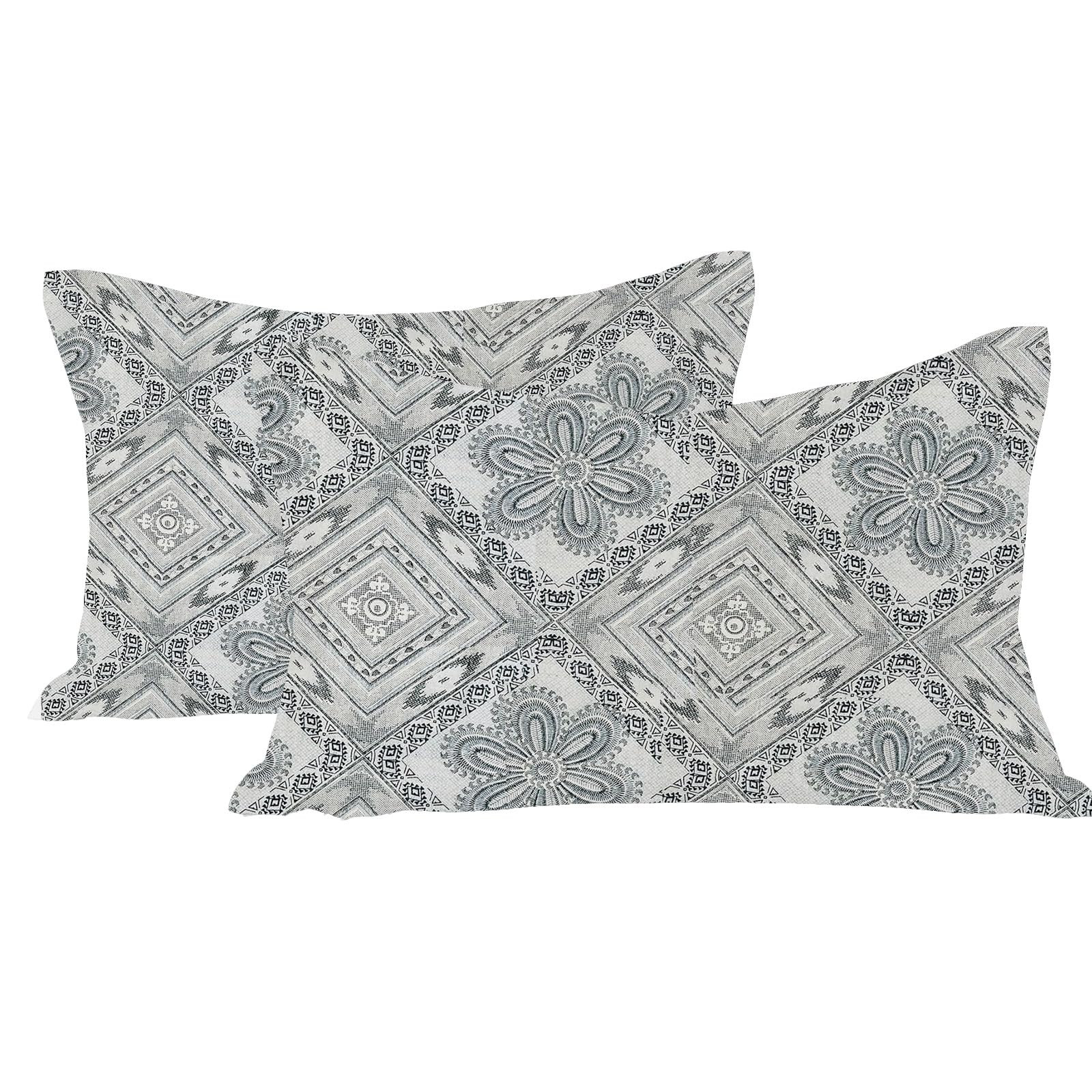 LINENWALAS 100% Cotton Twill Standard Size Pillow Case Set of 2 | Soft, Breathable & Durable Printed Pillowcases |Premium Cotton Twill Bed Pillow Covers (18x28 Inches, Royal Mosaic)