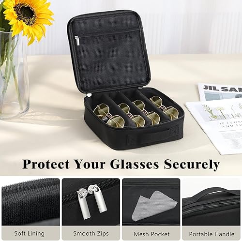 Miniatura 4 de MoKo Estuche organizador de lentes de sol, estuche de viaje para múltiples pares, caja de almacenamiento ajustable para gafas, soporte para gafas de