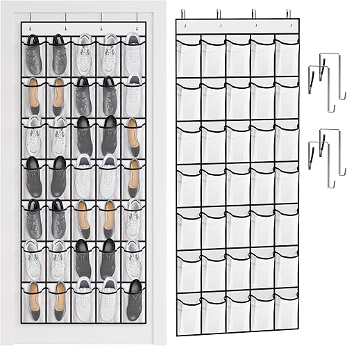 Miniatura 7 de WVM Organizador de zapatos sobre la puerta con 35 bolsillos de malla transpirable, organizador de zapatos colgante para puerta con 4 ganchos de