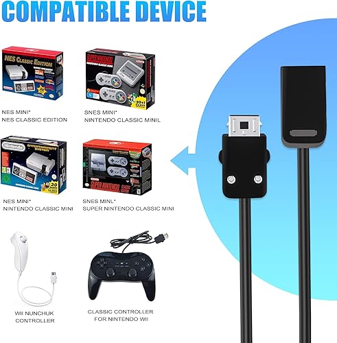 Miniatura 2 de SNES - Cable de extensión para controlador NES Classic (2 unidades, 10 pies) para controlador Super Nintendo SNES Classic Edition (2017) Mini NES