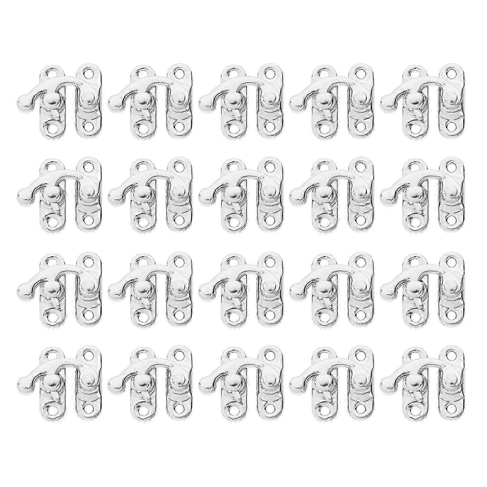 Joyhappst Image Color 20Pcs Antique Cabinet Latch Vintage Latch Hasp Vintage Buckle Silver Color Decorative Hasp Latch Hardware For Wooden Box Case Drawer Cabinet Left