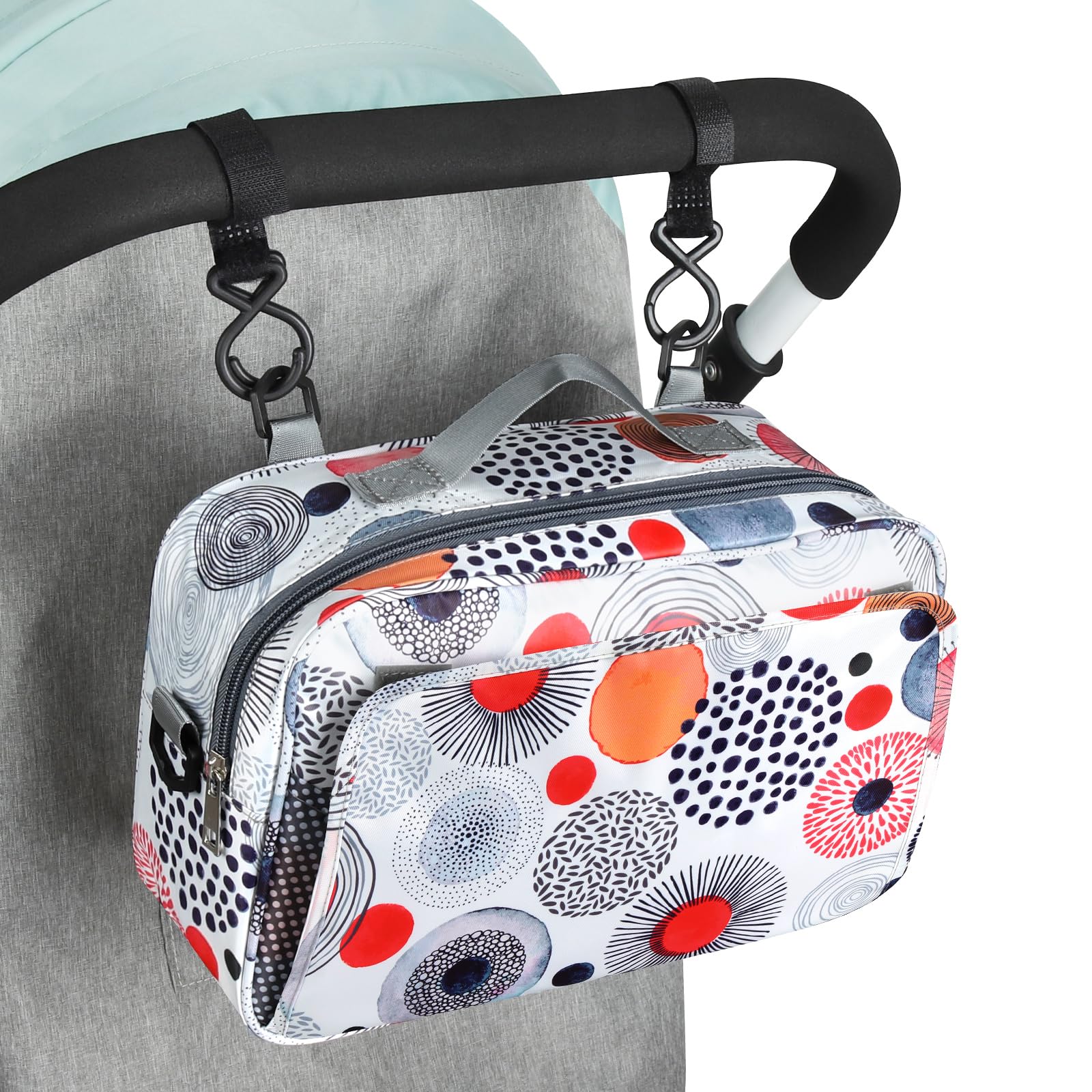 Accmor Organiseur universel pour poussette avec poche isotherme pour porte-gobelet, double usage, grande capacité, accessoires pour poussettes Uppababy, Doona, Nuna