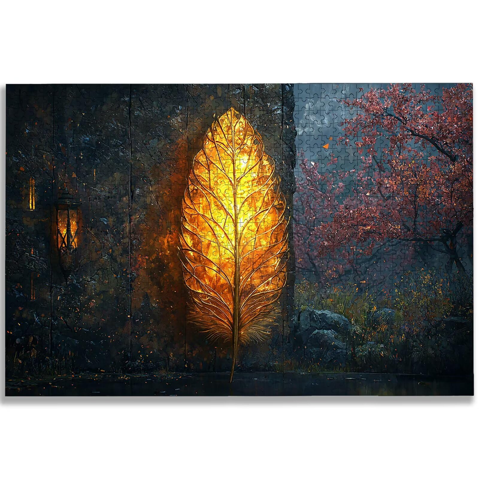 Puzzle 1000 sztuk dla dorosłych, pióro puzzle 1000 sztuk, retro puzzle dla dorosłych z pudełkiem, wymiary: 75 x 50 cm, drewniane puzzle dla całej rodziny, dekoracja domu, prezent dla kobiet, -2629