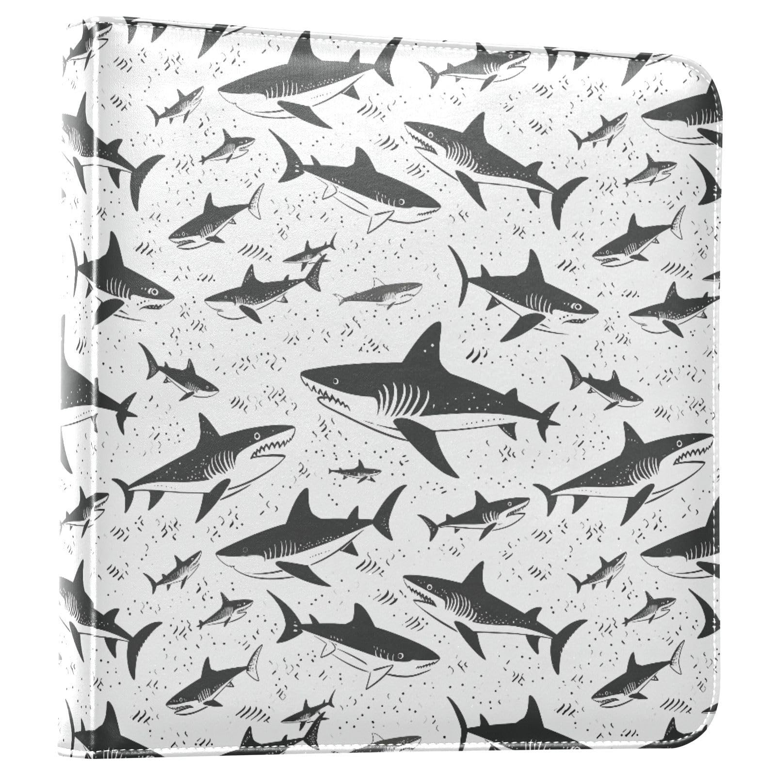 JIPONI Sharks Black Large Photo Album, DIY Leather Cover Scrapbook Albums for 4x6 5x7 6x8 Pictures, Self Adhesive Memory Book for Wedding, Baby, Family