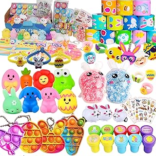 Suxkbo Premium Easter Party Favors Assortment Toys for Kids,Easter Basket Stuffers, Easter Eggs Fillers Gifts, Easter Eggs Hunt, Pinata Filler Goodie Bags Stuffers Classroom Prizes Treasure Box Toys