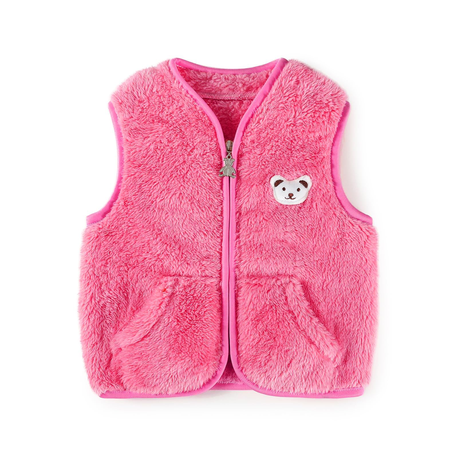 Baby Boys Girls Fleece Vest Zip Up Cute Bear Jackets Fuzzy Fall Winter Warm Clothes Newborn Outwear for Toddler Infant