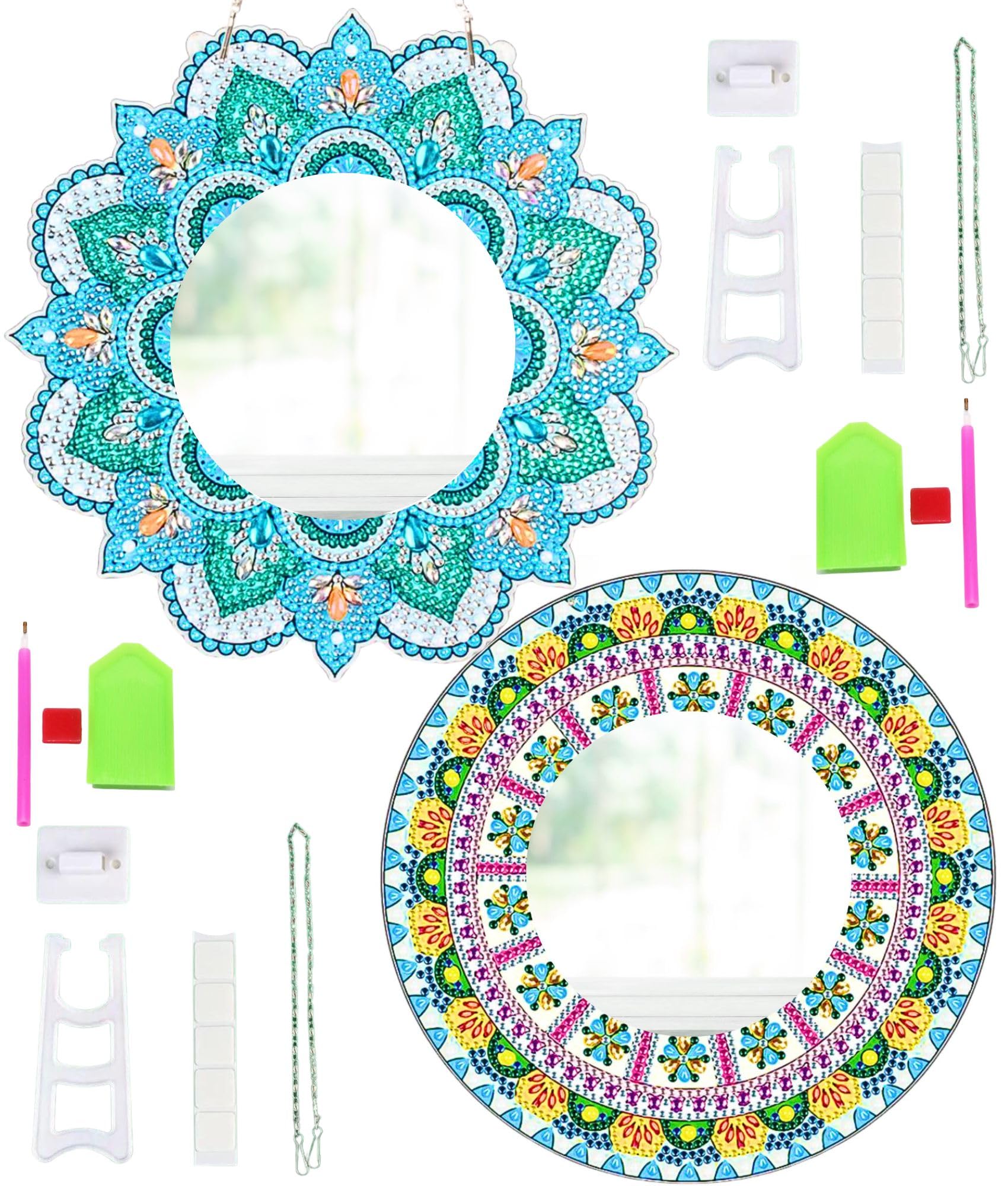 WATASHINO ダイヤモンドアート キット 鏡 ビーズアート 曼荼羅 ダイヤ