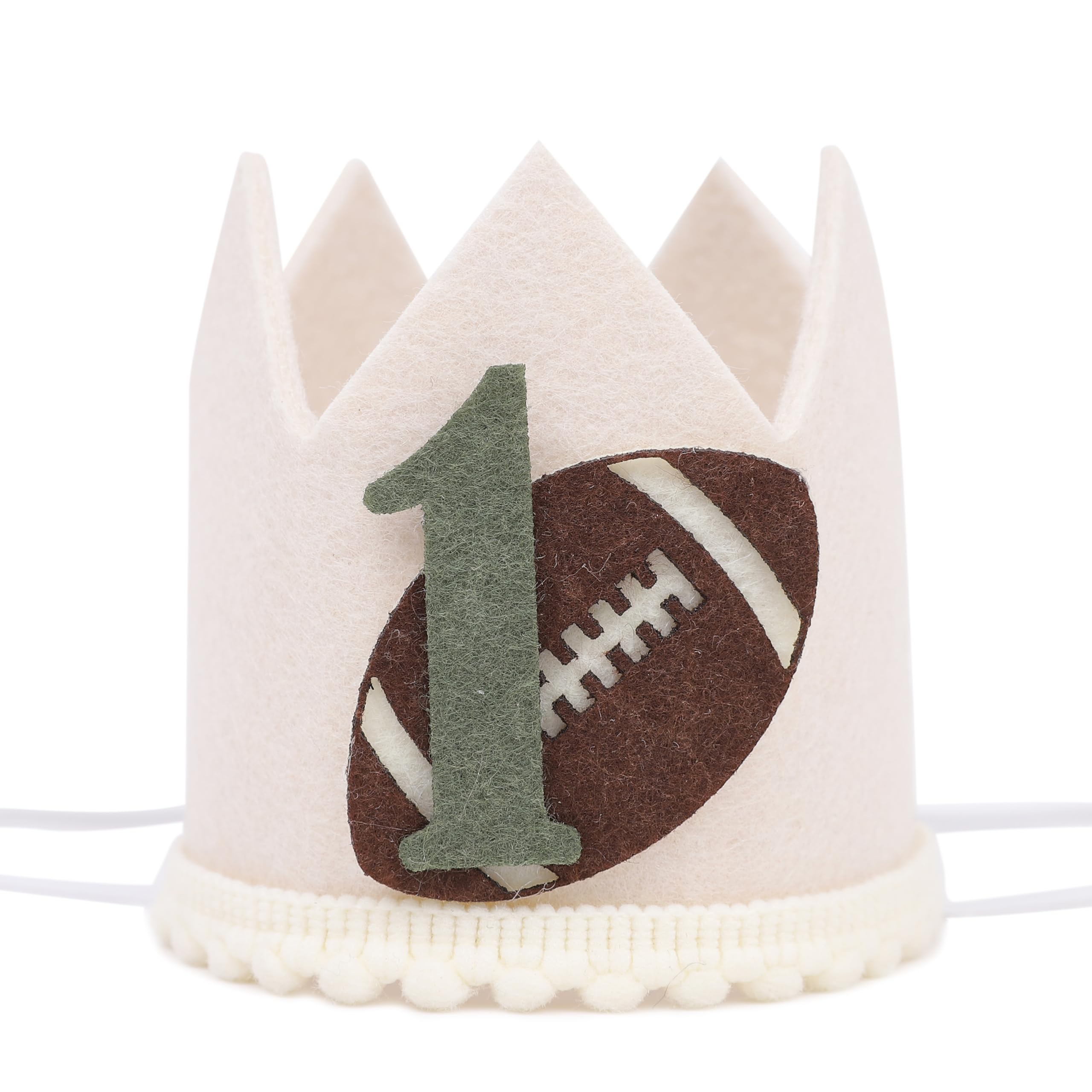 YOUAME First Year Down Crown - Boys 1st Birthday Football Party Hat, American Football Themed Party Decorations, Boy's First Year Cake Smash Photo Props