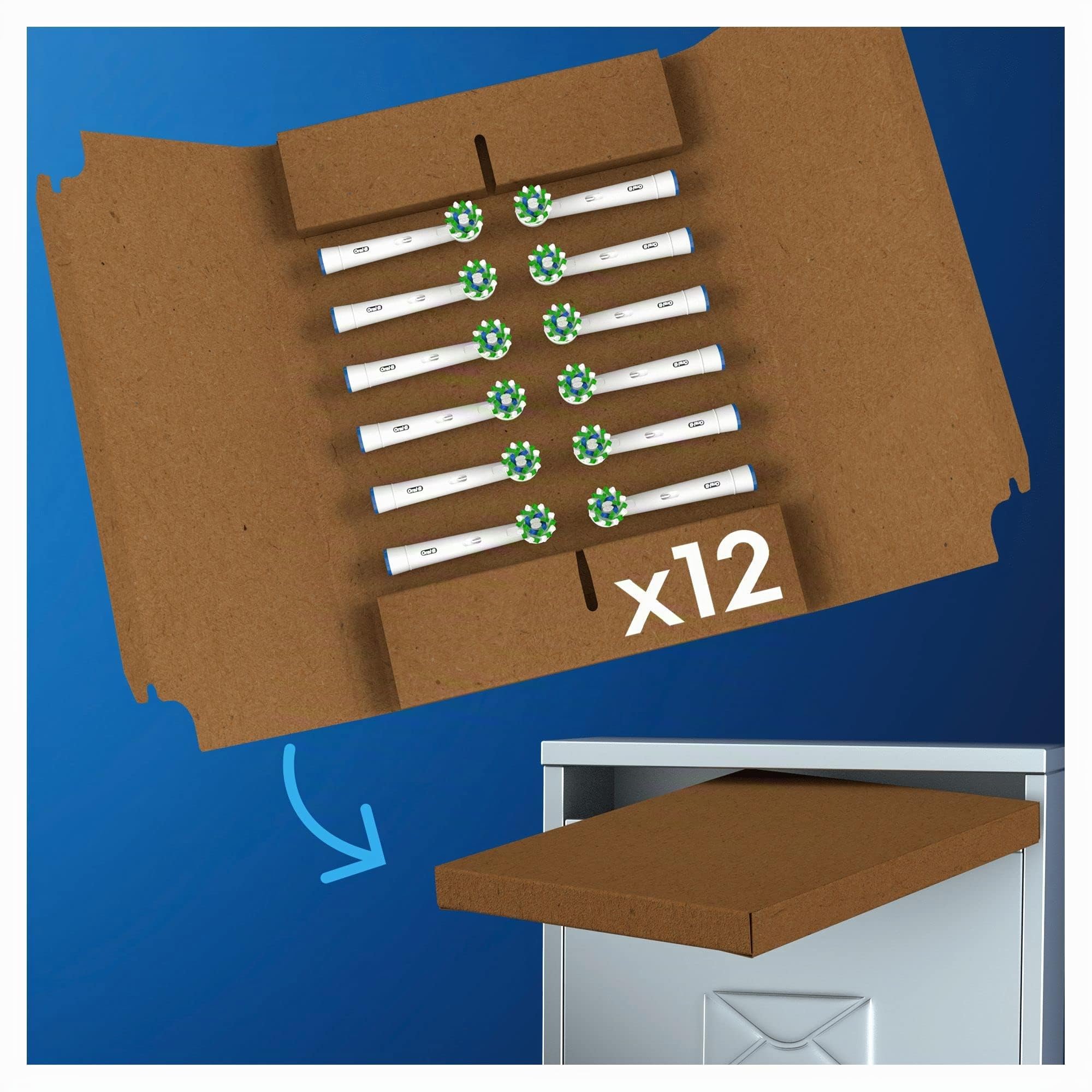 Oral-B CrossAction Recambios para Cepillo de Dientes Eléctrico, Pack de 12 Cabezales, Blanco - Originales (Tamaño Buzón)