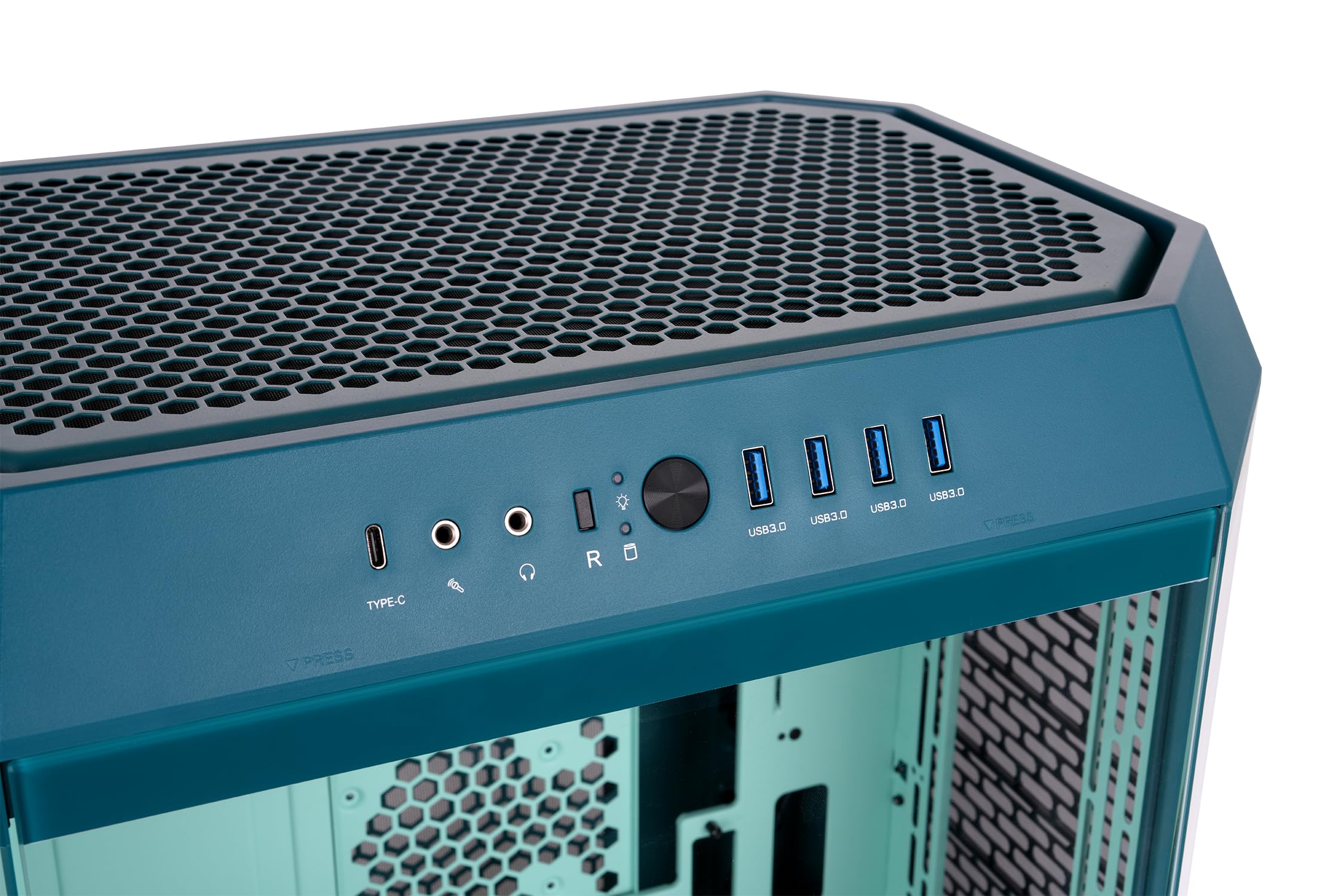 Thermaltake The Tower 600 | Ośmiokątna obudowa typu mid tower ATX | 2 fabrycznie zainstalowane wentylatory 140 mm | Wentylacja pionowa | Niebiesko-zielony Teal