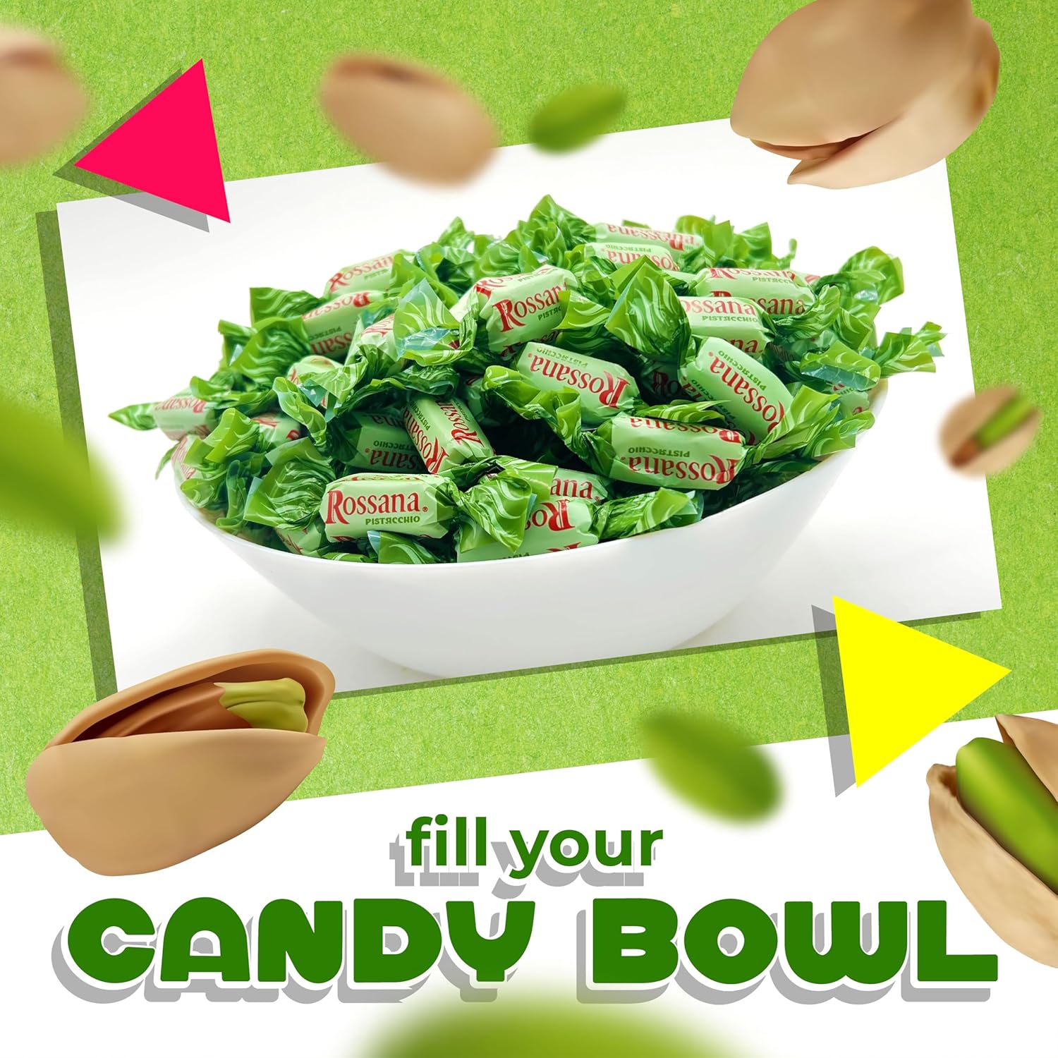 Fida Rossana Pistachio Hard Candy | 1 Pound Bag - | Indivily Wrapped