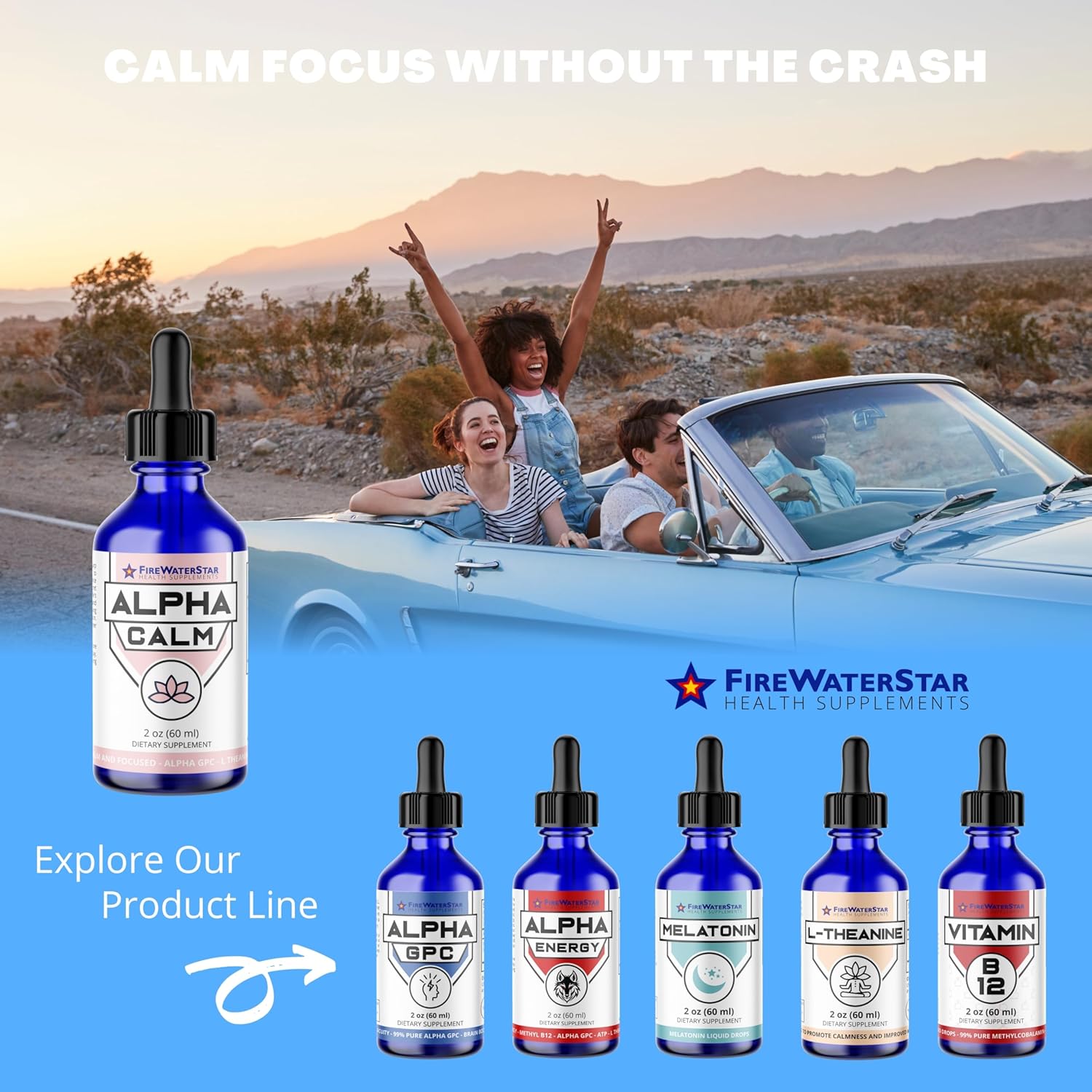 FWS Alpha Calm Liquid Drops - L Theanine, Alpha GPC - Cool Calm Vibes with no Jitters - Supports Calm Mood, Focus, Memory, Stress Relief, Productivity - Organic, non-GMO - 30 Servings - Image 7