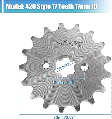 Miniatura 3 de X AUTOHAUX 1 juego de 420 estilo 17 dientes 0.669 in ID motocicleta piñón delantero motor apto para motocicleta 50cc 70cc 110cc 125cc motocicleta