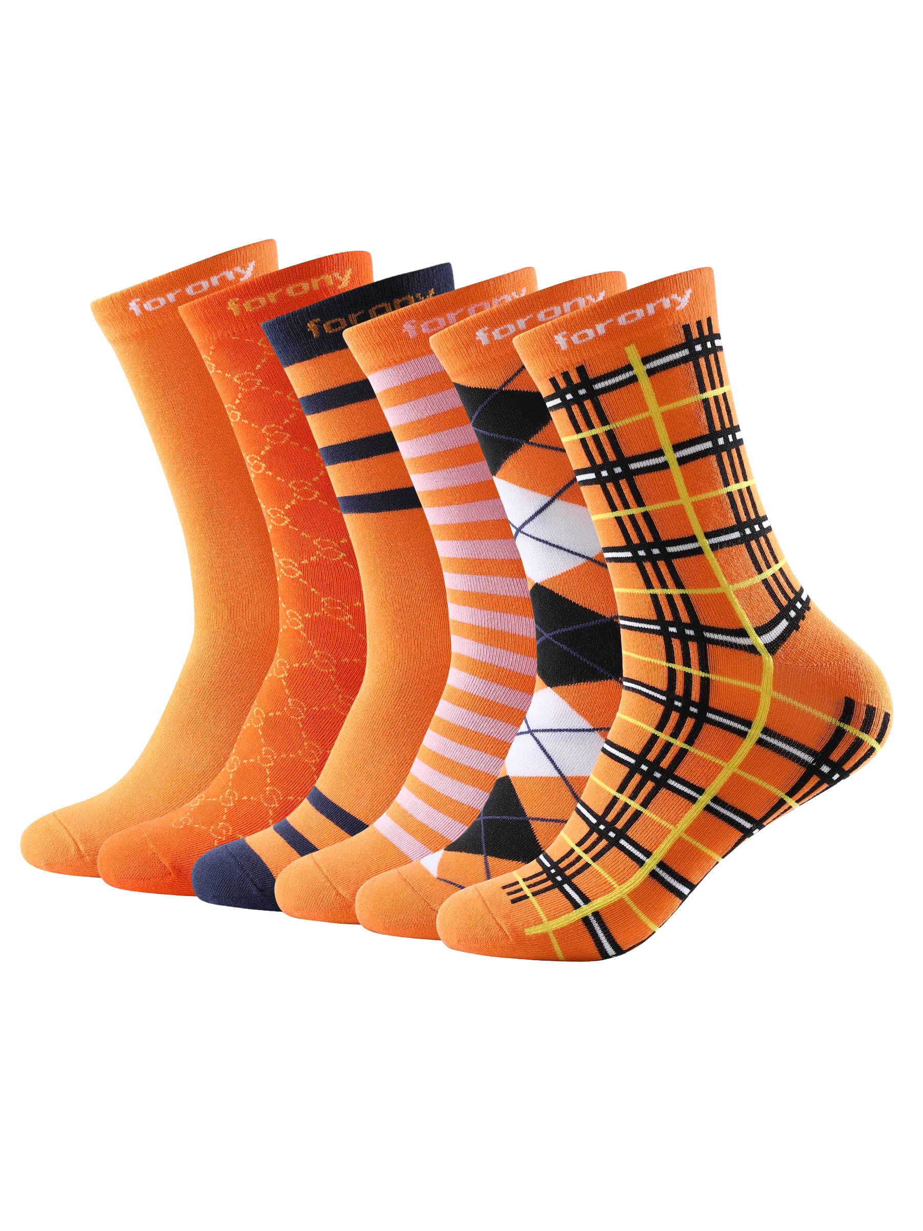 Forony Mens Dress Socks 6 Pack Silver Anti Odor Combed Cotton Moisture Wicking Size 6-14