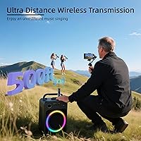 Vista 4 de Micrófonos inalámbricos para cantar karaoke, sistema de micrófono inalámbrico dual de metal de largo alcance de 500 pies/492.1 ft con 99 canales