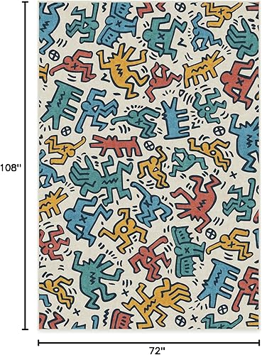 Miniatura 42 de RUGGABLE x Keith Haring - Alfombra lavable, estilo libre, color perla de 5 x 7, resistente a las manchas, antideslizante, con almohadilla estándar