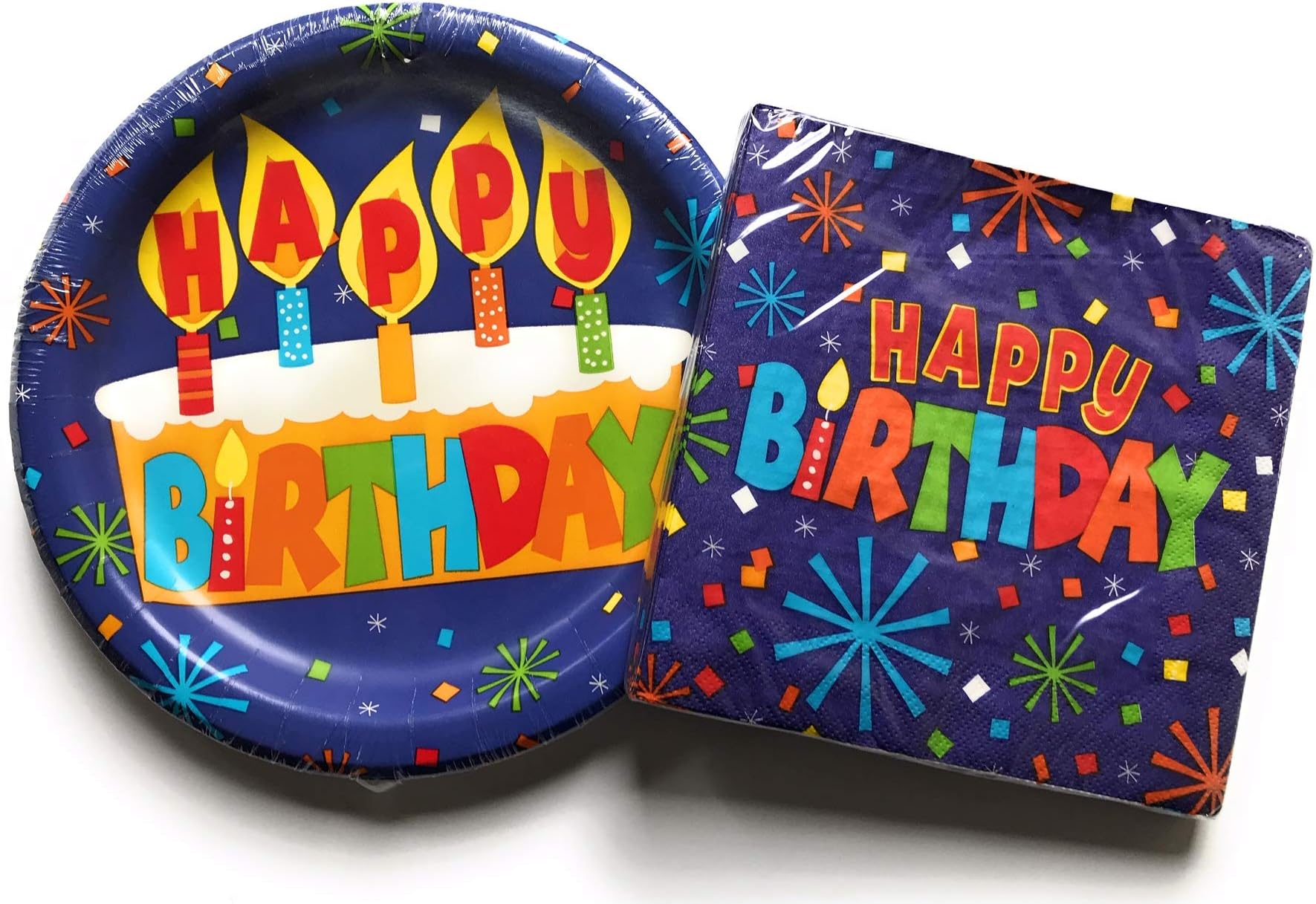 Happy Birthday Plates and Napkins Sets - Very Cute Sets of Happy Birthday Theme Paper Plates and Napkins - Multiple Themes Sizes - Great Value
