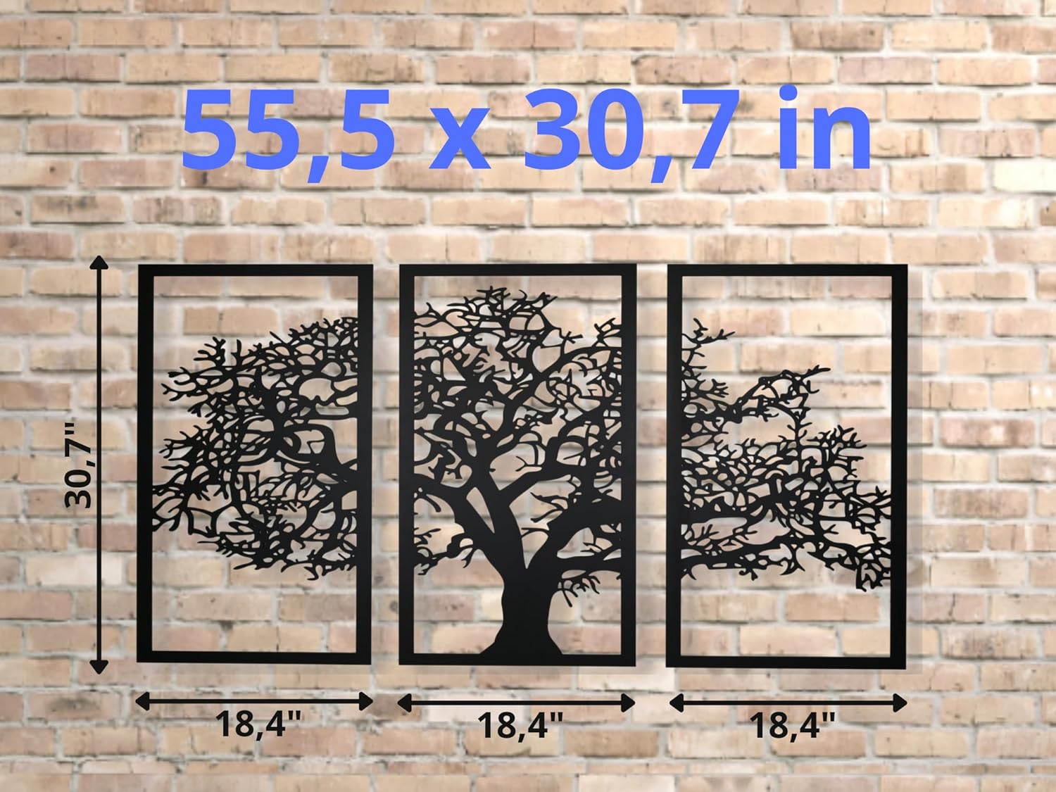 VAILLA Tree of Life Wall Art Decor Set of 3 Wall Hanging Sculpture Modern Wall Home Decoration 3D Textured Sculptures for Living Room Bedroom Office Dinnig Room 3 Panels Family Tree Wall Hangings (55"L x 31"W)