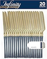 Vista 26 de PlasticPro 20 tenedores de plástico dorado y negro, de alta calidad, resistentes, desechables, elegantes, cubiertos de dos tonos para fiesta