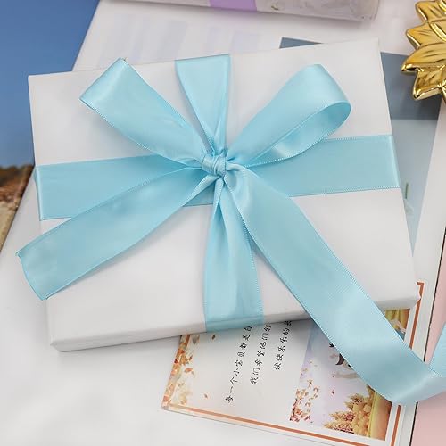 Miniatura 8 de Surtido de cintas de satén de 7 colores en total de 35 yardas, 1 pulgada de ancho, 5 yardasrollo, suave color claro, cinta de tela de doble cara,