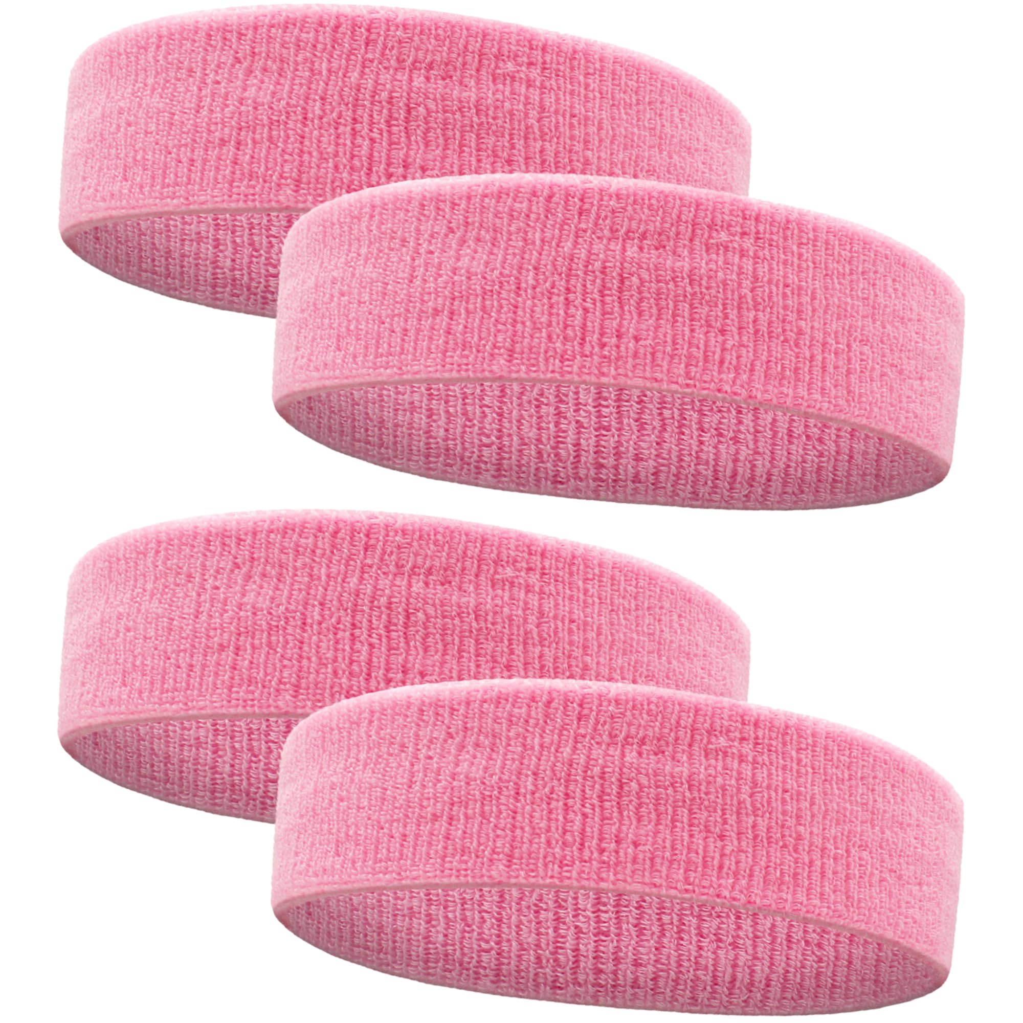 4 Pack Sweatbands Sports Headband for Men and Women, Moisture Wicking Athletic Workout Headband for Running, Tennis, Basketball, Yoga, Gym Stretchy Unisex Sweatband