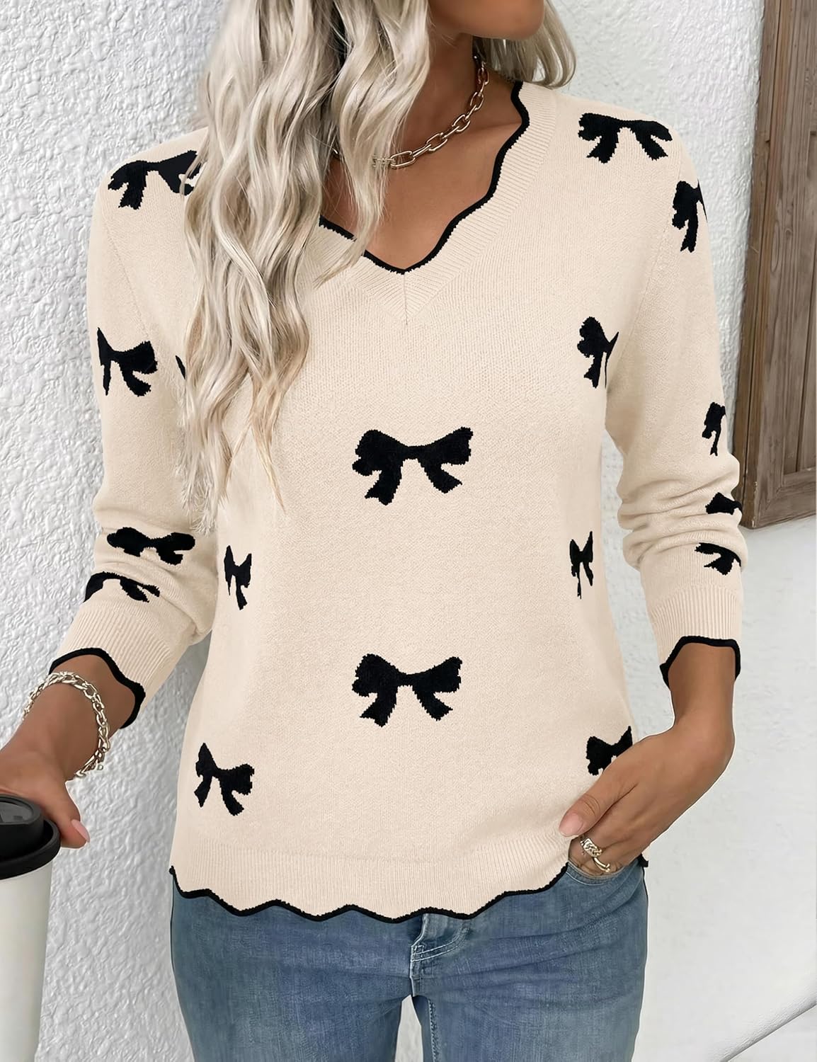 LaGracia Womens Fall V Neck Sweater 2026 Lightweight Casual Long Sleeve Ribbed Knit Pullover Sweaters Dressy Fall Outfits - Image 3
