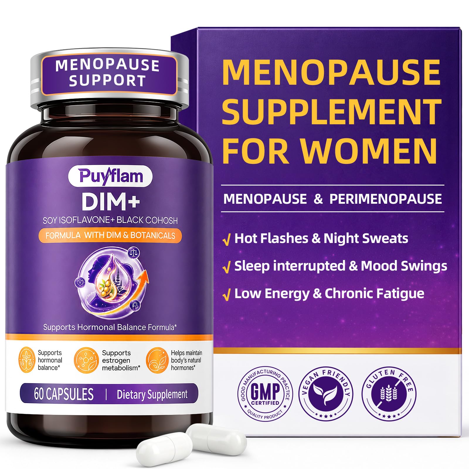 Menopause Supplements for Women,12 in 1 Complex Menopause Support, 60 Caps