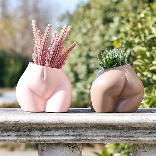 Miniatura 2 de FROZZUR - Mini maceta de parte inferior del cuerpo, maceta de flores con forma de pequeño cuerpo de mujer, con agujeros de drenaje, maceta de resina