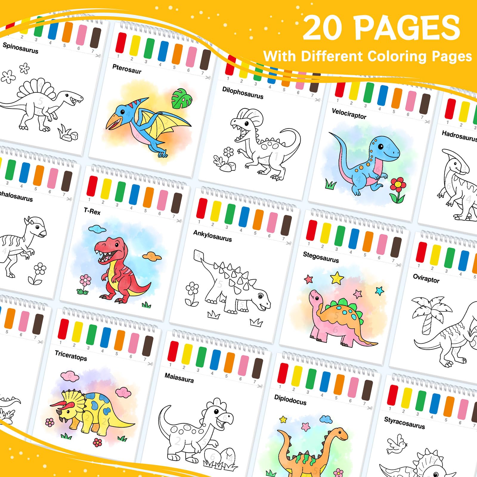 Water Color Books for Kids - Dinosaur Theme -2