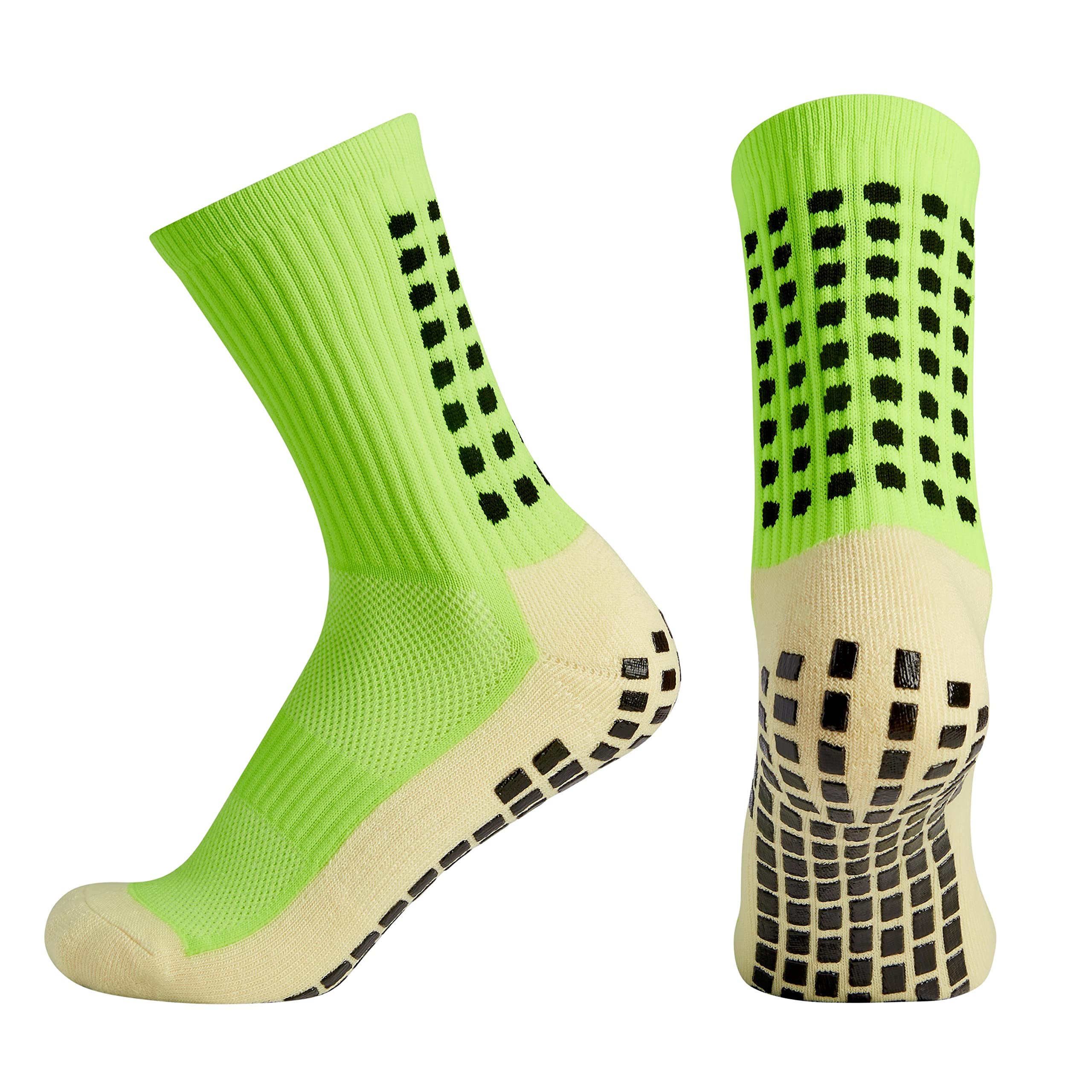 KAIK. Football Grip Socks, High Performance Breathable Non Slip Crew Sports Socks (Fluorescent)