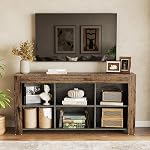 TV Stand with Storage, 63-Inch Entertainment Center with Shelves, Chic Modern Media Console for Television up to 65" for Living Room, Bedroom, Brown + Black