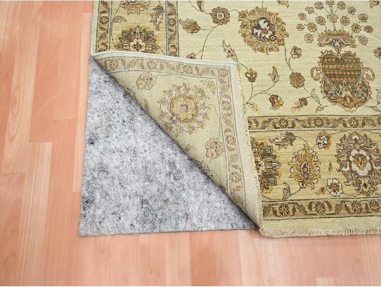 Hand Knotted Oriental Rug, Ivory, 100% Wool, 5'6"x8'1", Agra Ziegler Design with Colorful Leaf Pattern