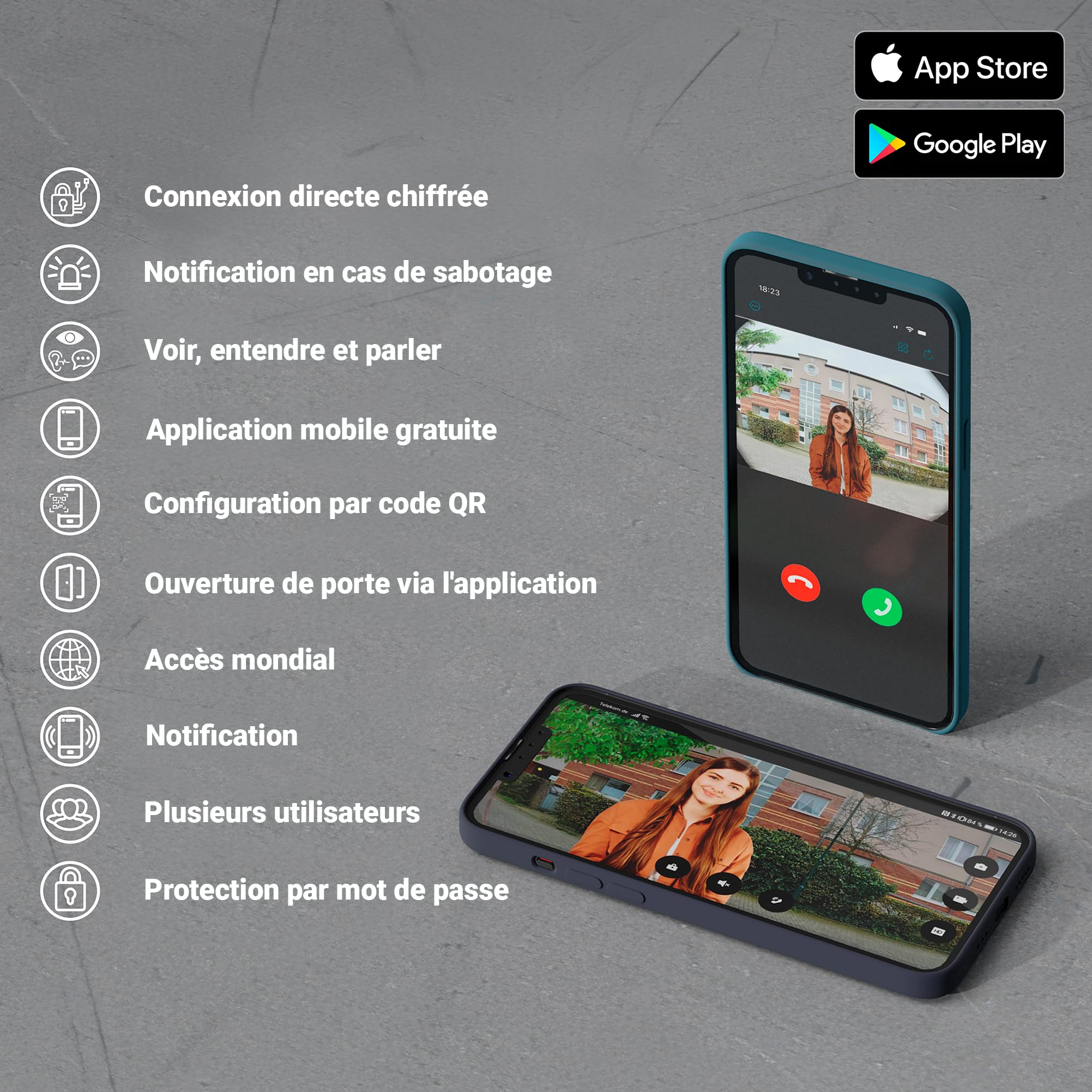 Goliath Interphone vidéo Basique, Bus 2 Fils, Moniteur de 7 Pouces, Sonnette en saillie avec caméra, interphone avec Ouverture de Porte, Maison individuelle, Application pour Smartphone
