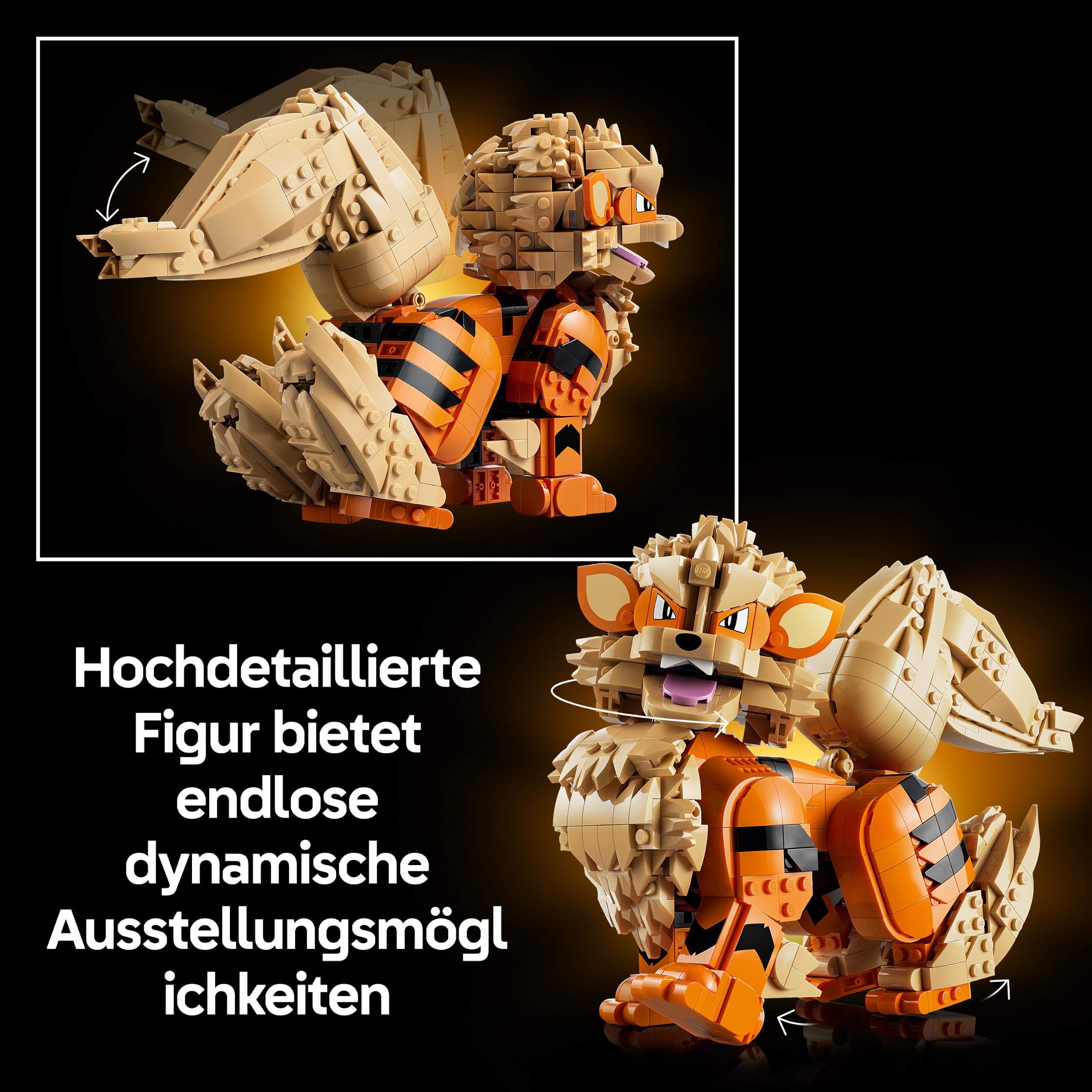 LEGO Pokémon Arkani Figur - Modellbausatz für Erwachsene - Bauspielzeug mit beweglichem Schwanz, Beinen & Kopf - DIY Zimmer oder Regal Deko - Sammelbares Gaming Geschenk - 72160