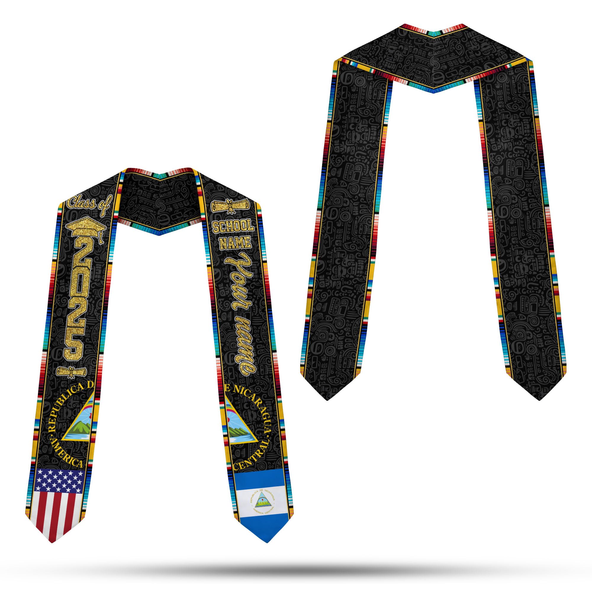 MonkeyVan Custom Nicaraguans Graduation Sash 2025, Nicaragua Graduation Stole, Nicaraguans American Flag Graduation Sash 2025 Ncrg 4