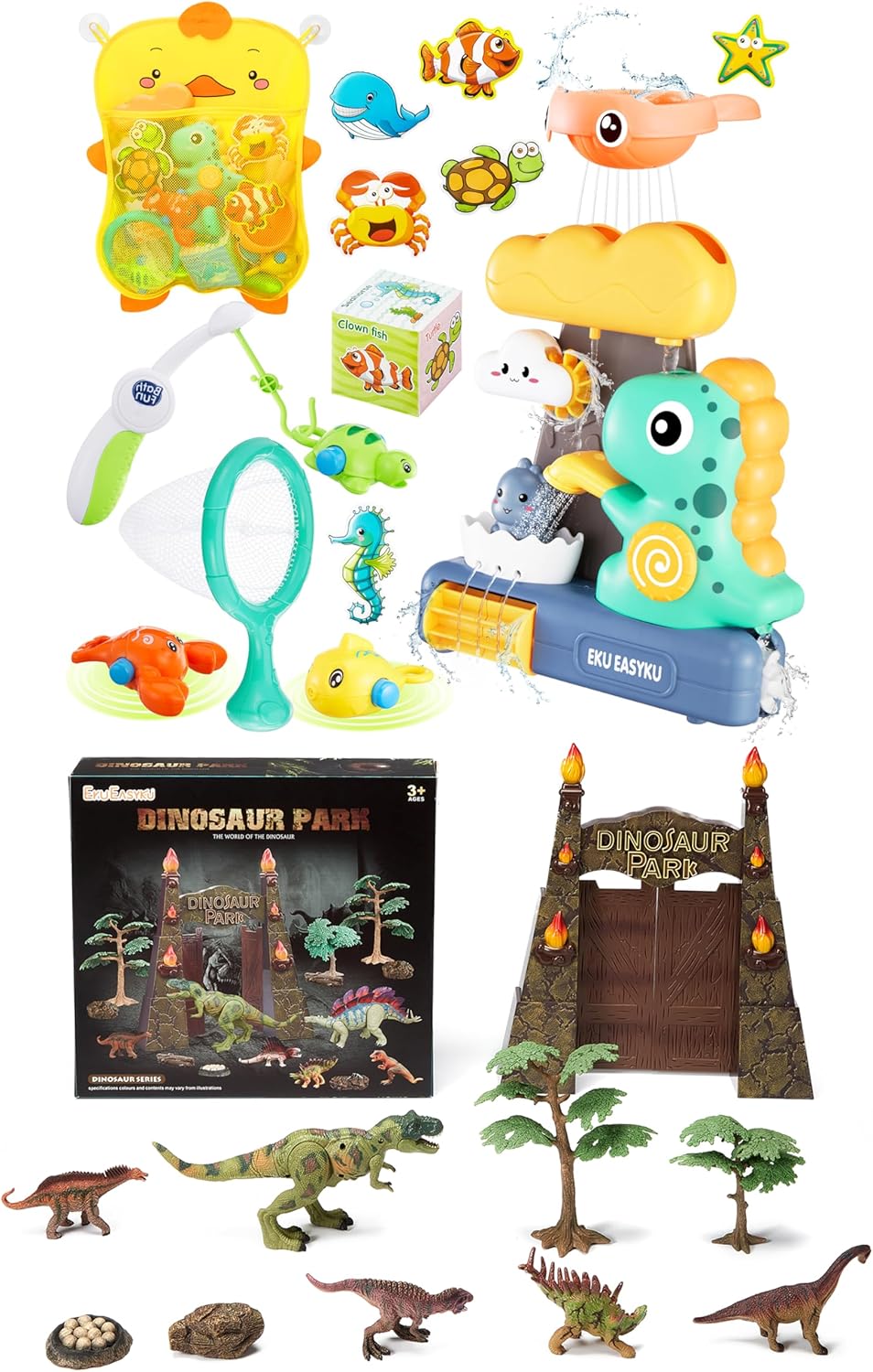 EKUEASYKU 9007B Dinosaur Bath Toys, Q9899-W1 Jurassic Park Dinosaur Toys Set