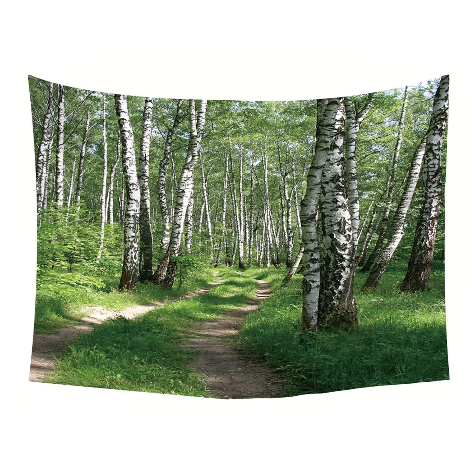 KnSam Dywan ścienny, drzewo, las, 300 x 256 cm, chusta na ścianę w kolorze zielonym z poliestru, naturalny krajobraz, gobelin ścienny do pokoju, mieszkania, sypialni