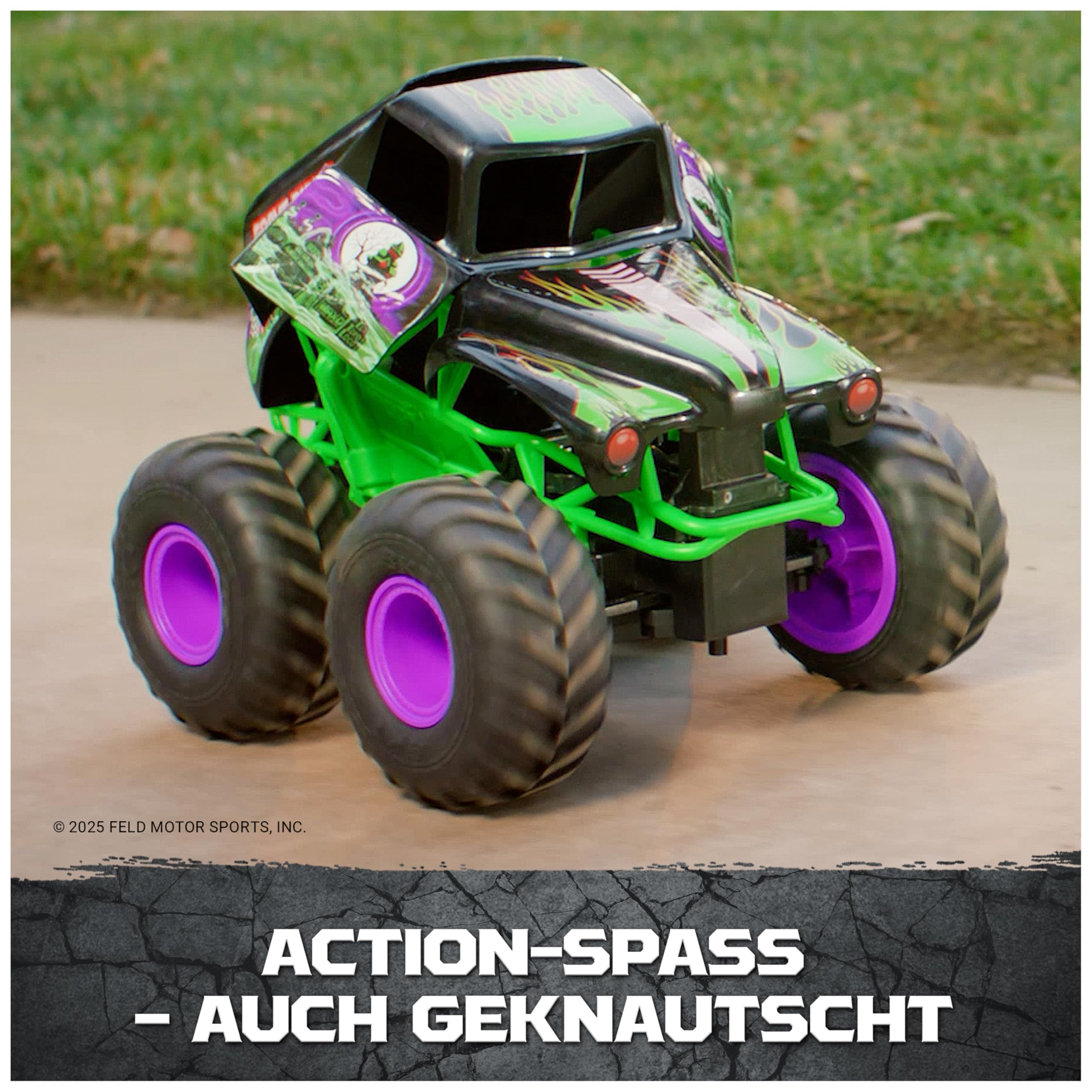 Monster Jam - Smash 'n Bash Grave Digger, Ferngesteuerter Monstertruck, der Sich beim Crash verformt und auf Knopfdruck Wieder repariert, 2,4 GHz-Steuerung, ab 4 Jahren