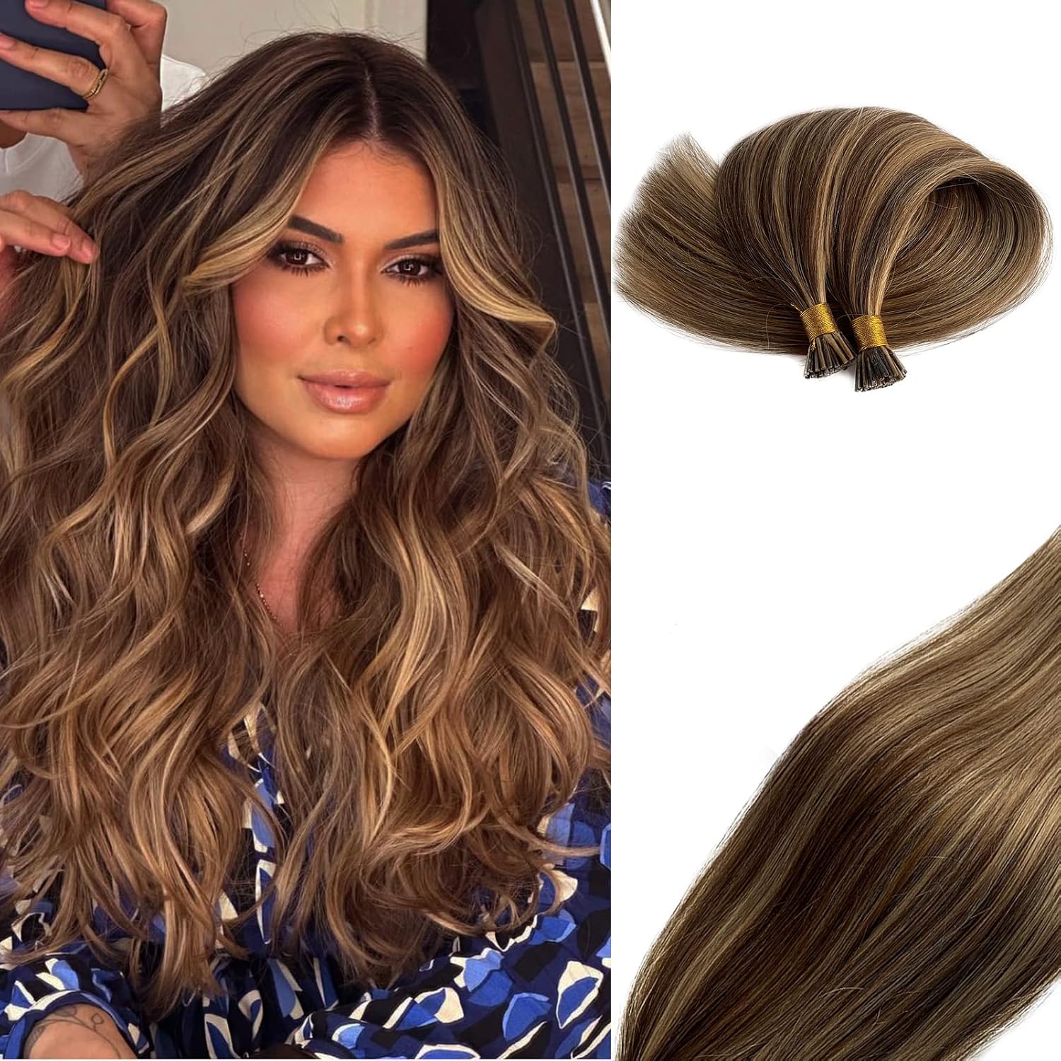 Highlights Itip Human Hair Extensions for Women, Meduim