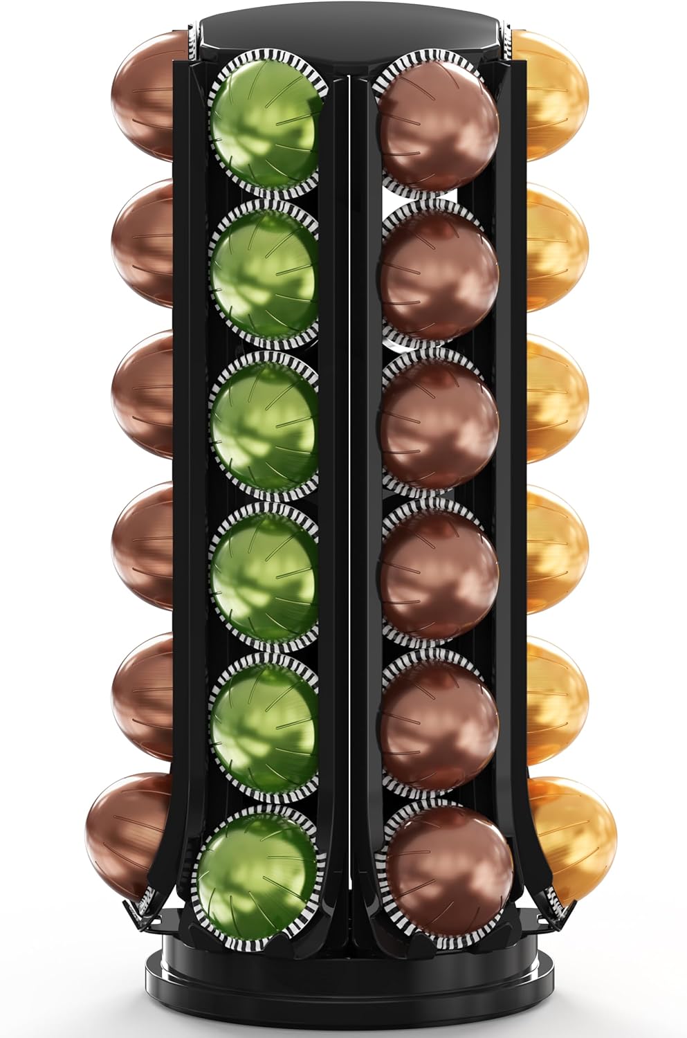 Deco Brothers VertuoLine Pod Holder, 360° Turntable Rotating Pod Carousel Organizer for Nespresso Vertuo Pods, Black