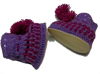 Alpakaandmore Baby Shoes, handknitted in Peru, Merino Wool Blue (9-12 Months)