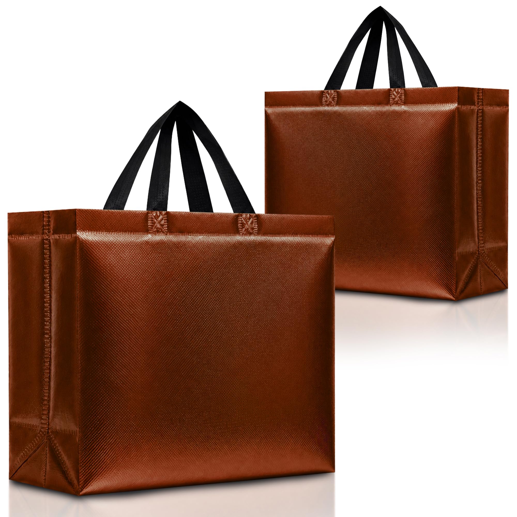 Nush Nush Chocolate Gift Bags - Set of 12 Large Shiny Reusable Brown Bags With Handles for Birthday, Goodie, Party Favor - 11X5X13 Inches โ image 1