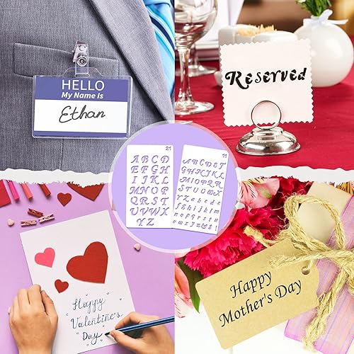 Miniatura 6 de 30 plantillas de letras para pintar de 4 x 7 pulgadas, plantillas de fuente de números de plástico reutilizables para diario, diario, suministros de