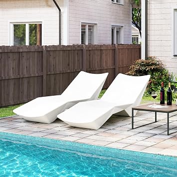 2 Packs in Pool Lounge Chairs for Tanning Ledge, Sun Shelf, Beach, White | Pool Lounger with Weight Box, Non-Floating Stable Design, Quick Assembly, Quick-Dry, Low Maintenance
