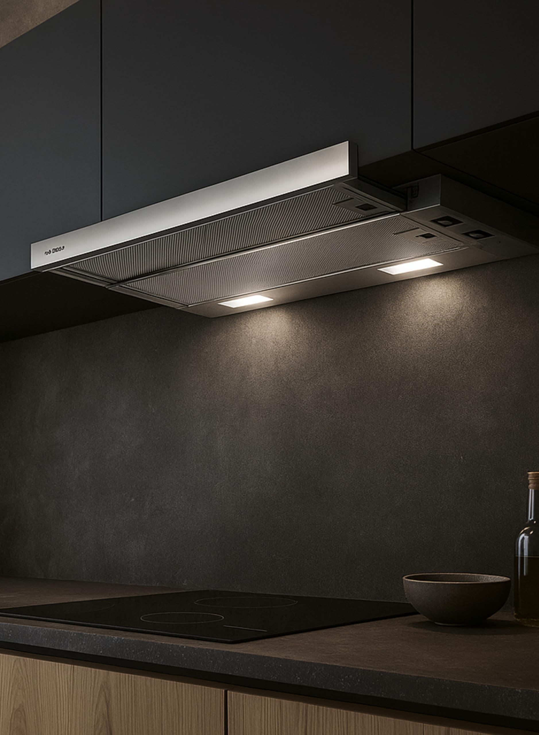 FABER FLEXA HIP AM/X A60 - Cappa Aspirante 60 cm Sottopensile da Cucina Estraibile con Illuminazione a Led e Funzione Ricircolo con il Filtro per Cappe a Carboni Attivi