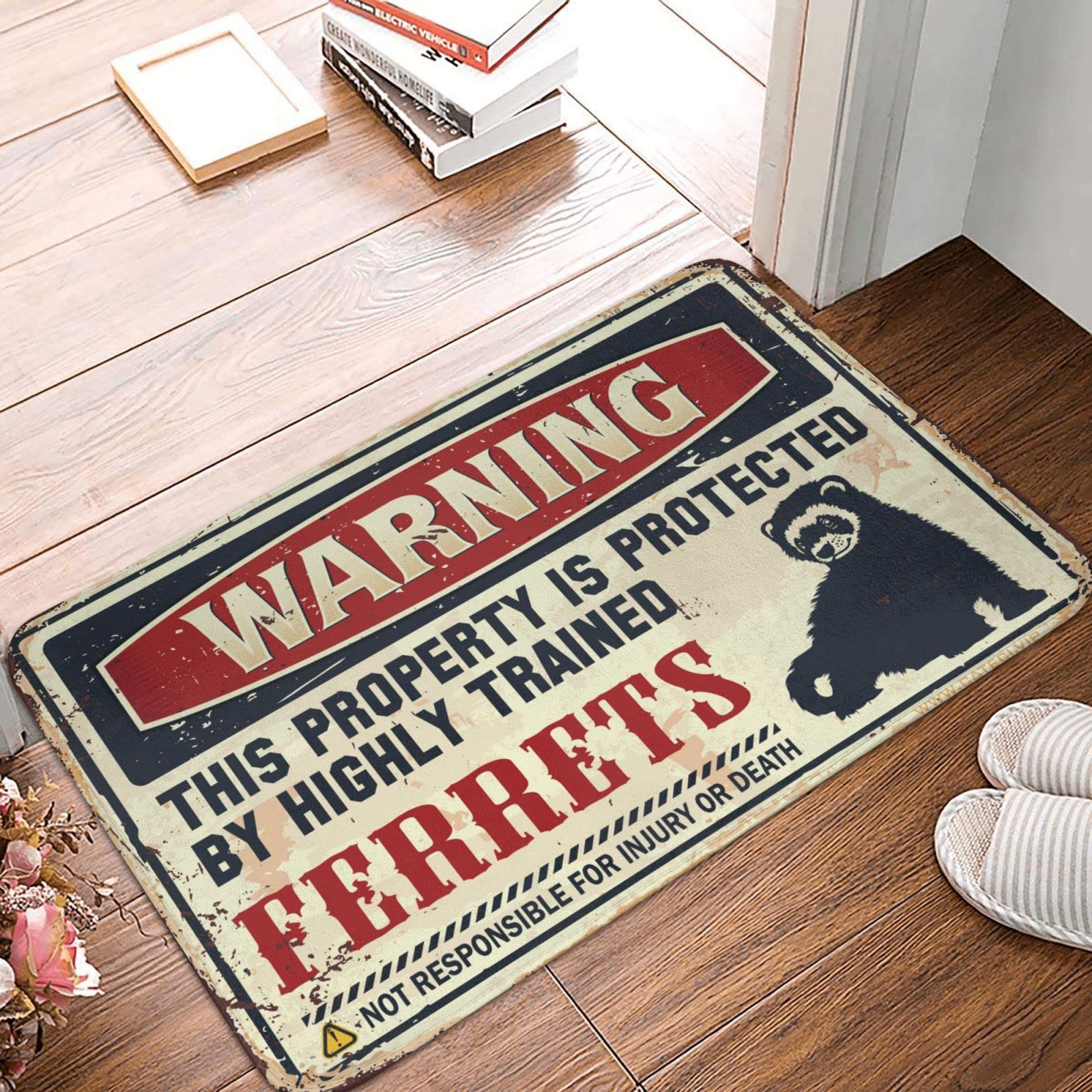 Tapis de porte épais COTECI 50 x 80 cm au motif humoristique furets pour entrée de maison