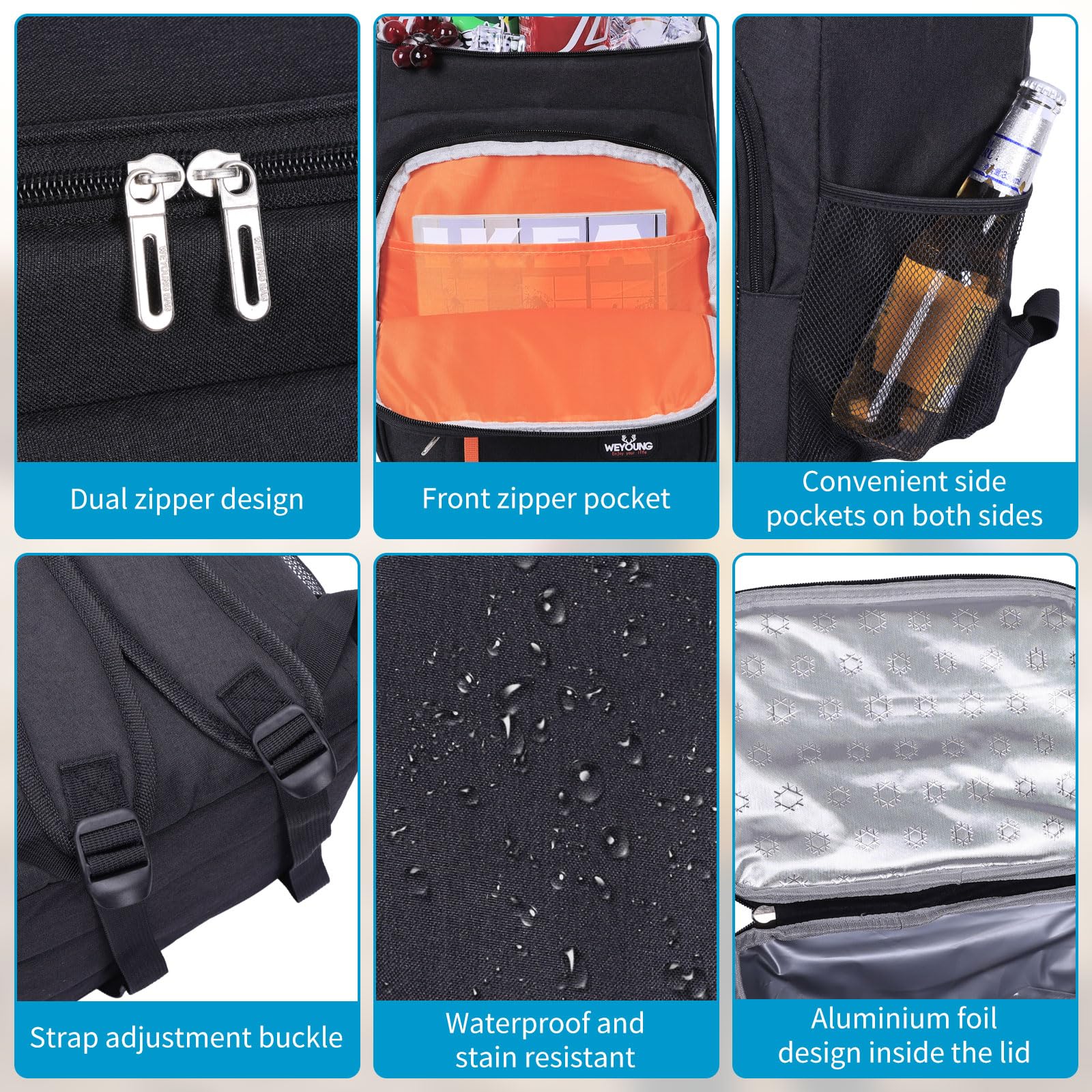 HEQUN Zaino Termica 23L Borsa Frigo Isoterma per Alimenti Picnic Escursionismo Campeggio