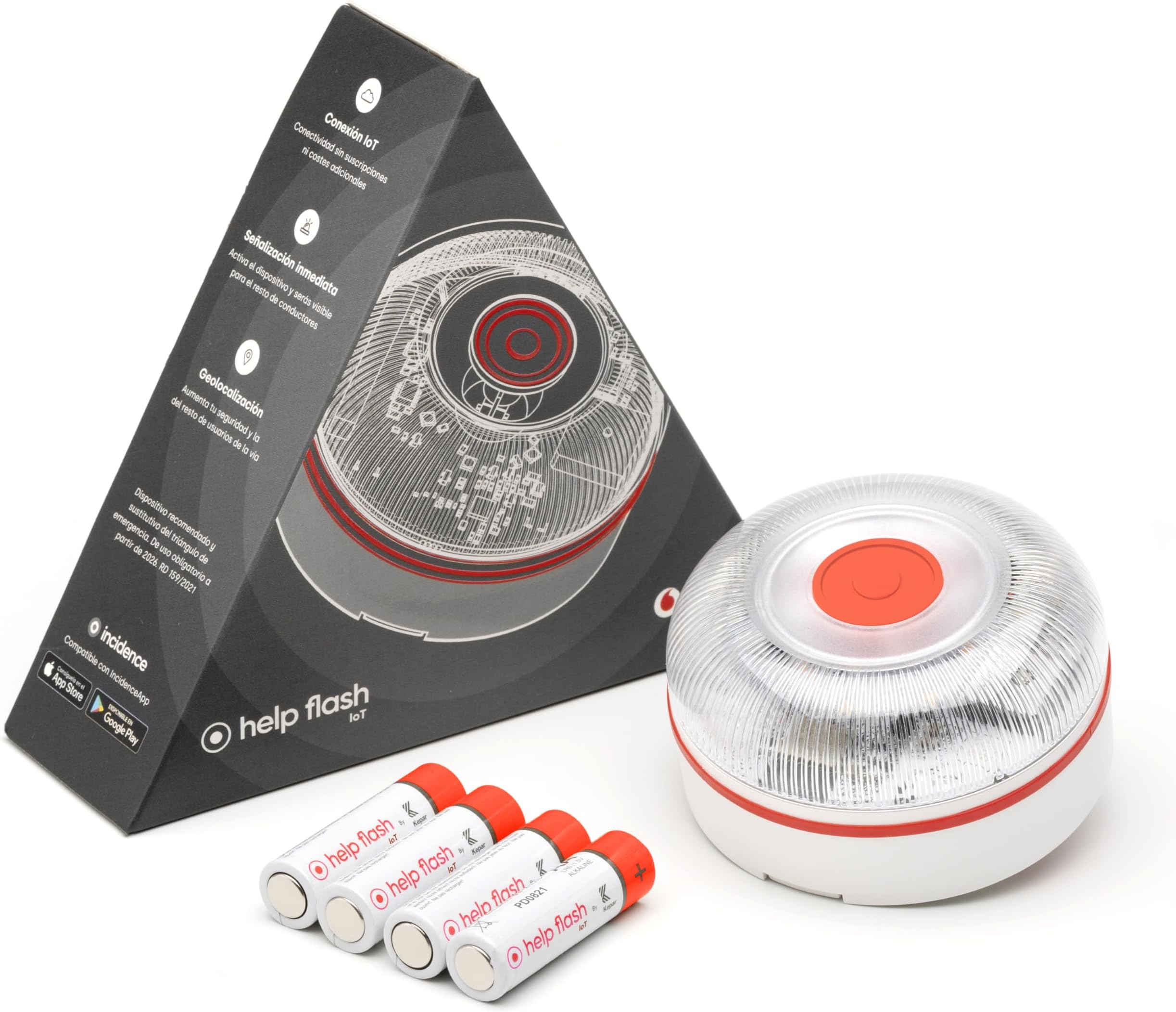 Help Flash IoT - Compulsory Emergency Light for Car - V16 Signage Approved in Hazard Case - Connected Light to Save Lifes- Provides Exact Coverage and Geolocation to DGT 3.0