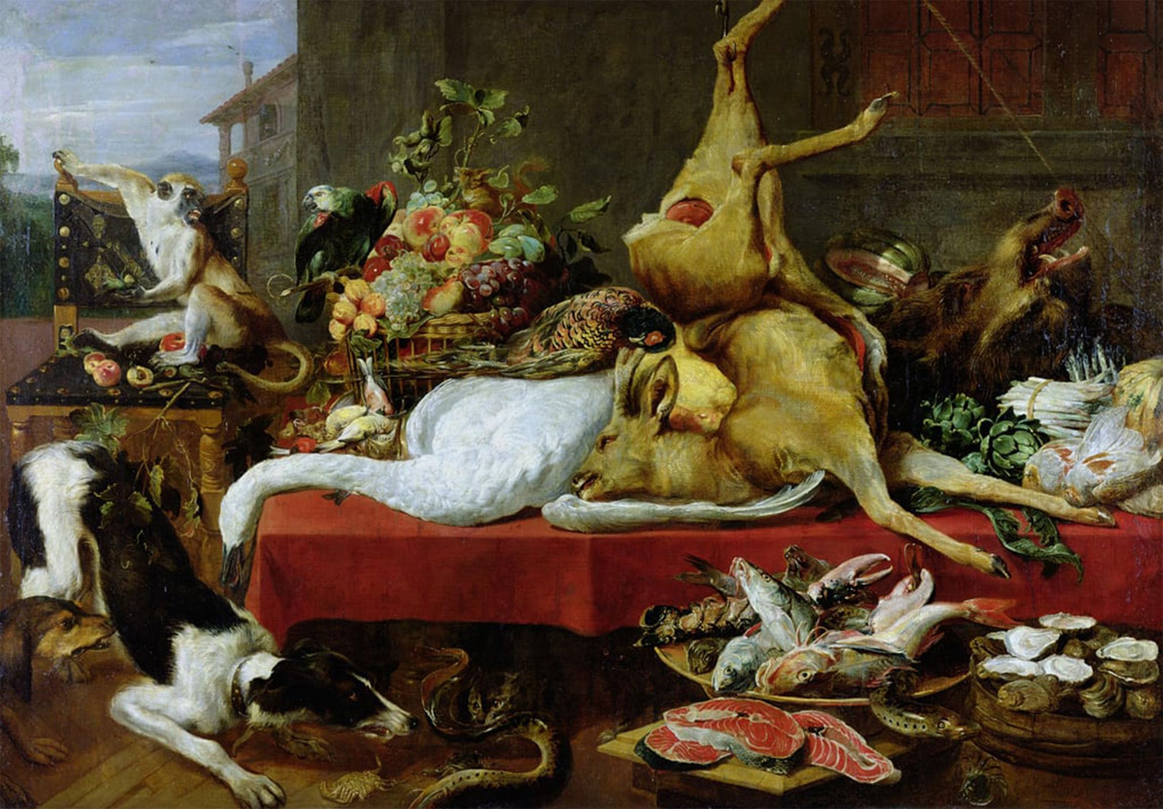 ARTXLXXBN Famous Print Painting Colorful Art Print Still Life with a Red Deer by Frans Snyders or Snijders Canvas Art Decorations for Home Decor 60x90cm